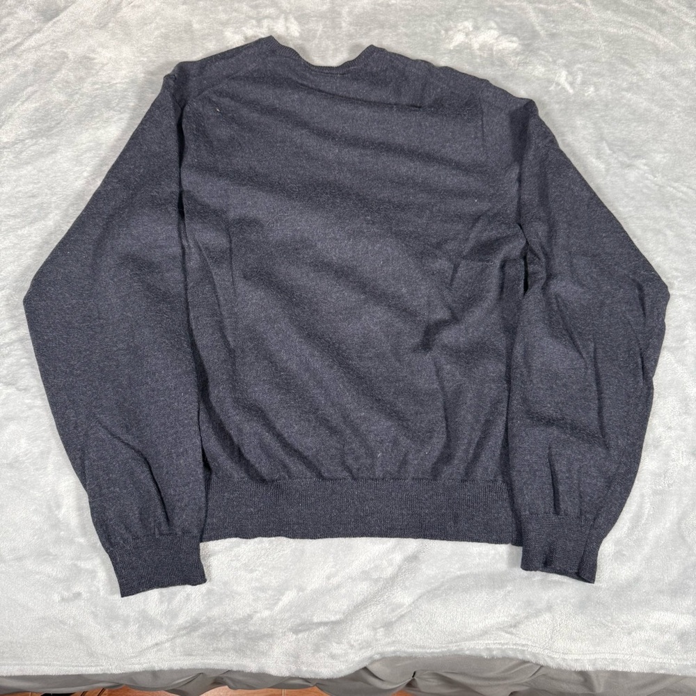 Vintage Brooks Brothers V Neck Wool Sweater Mens L (Fits M Slim) Faded Blue 90s - Picture 3 of 8